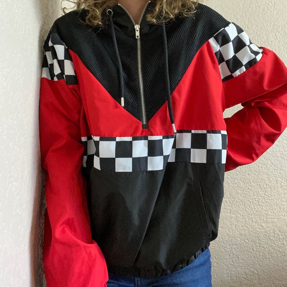 Forever 21 Checkered, Red & Black Windbreaker